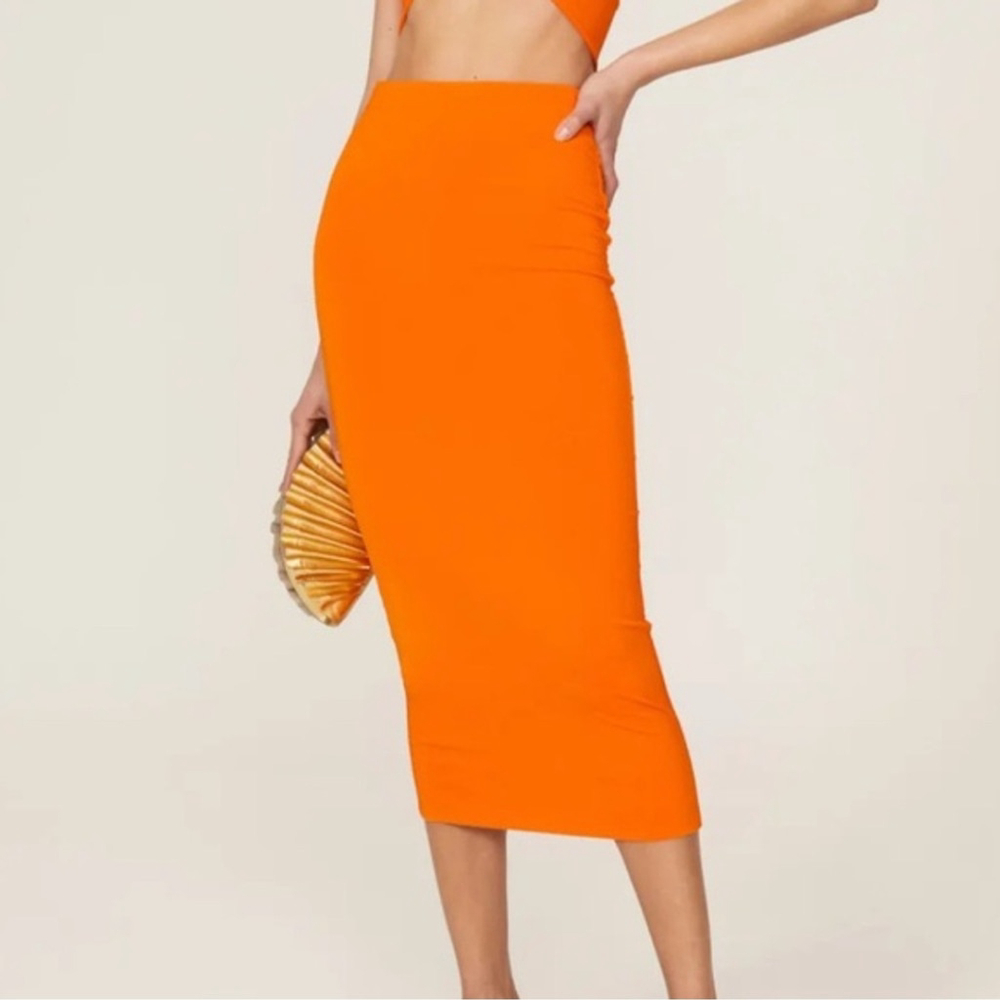 The Andamane Gisele Midi Jersey Pencil Tube Skirt Orange Sz 40 Small Minimalist